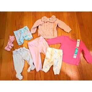Baby Girl Clothes Lot 7pc Carters Garanimals Sweater Leggings Headband 3-6M